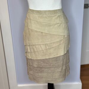 Ralph Lauren Black Label Tiered suede skirt, beige/tan/brown size 12. Excellent